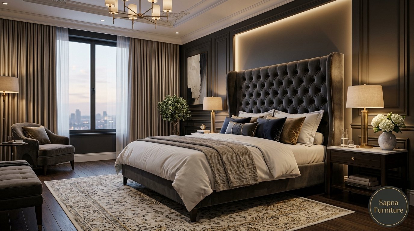 Elegant Upholstered Wingback Bed